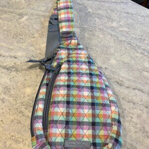 Vera Bradley Gingham Plaid Essential Sling Backpack-new
